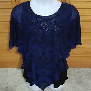 Blue & black blouse